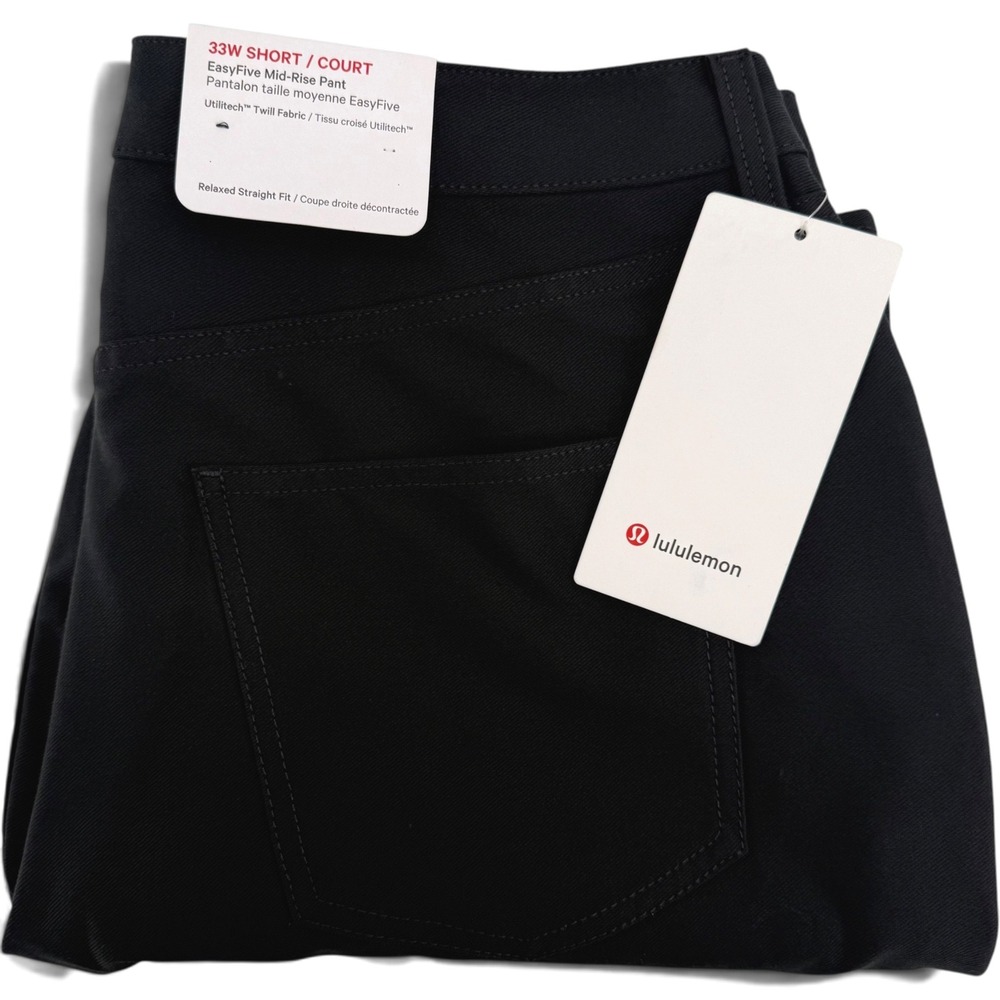 Lululemon EasyFive Mid Rise Relaxed Straight Pant Utilitech 33 Short LW5IBGS NEW
